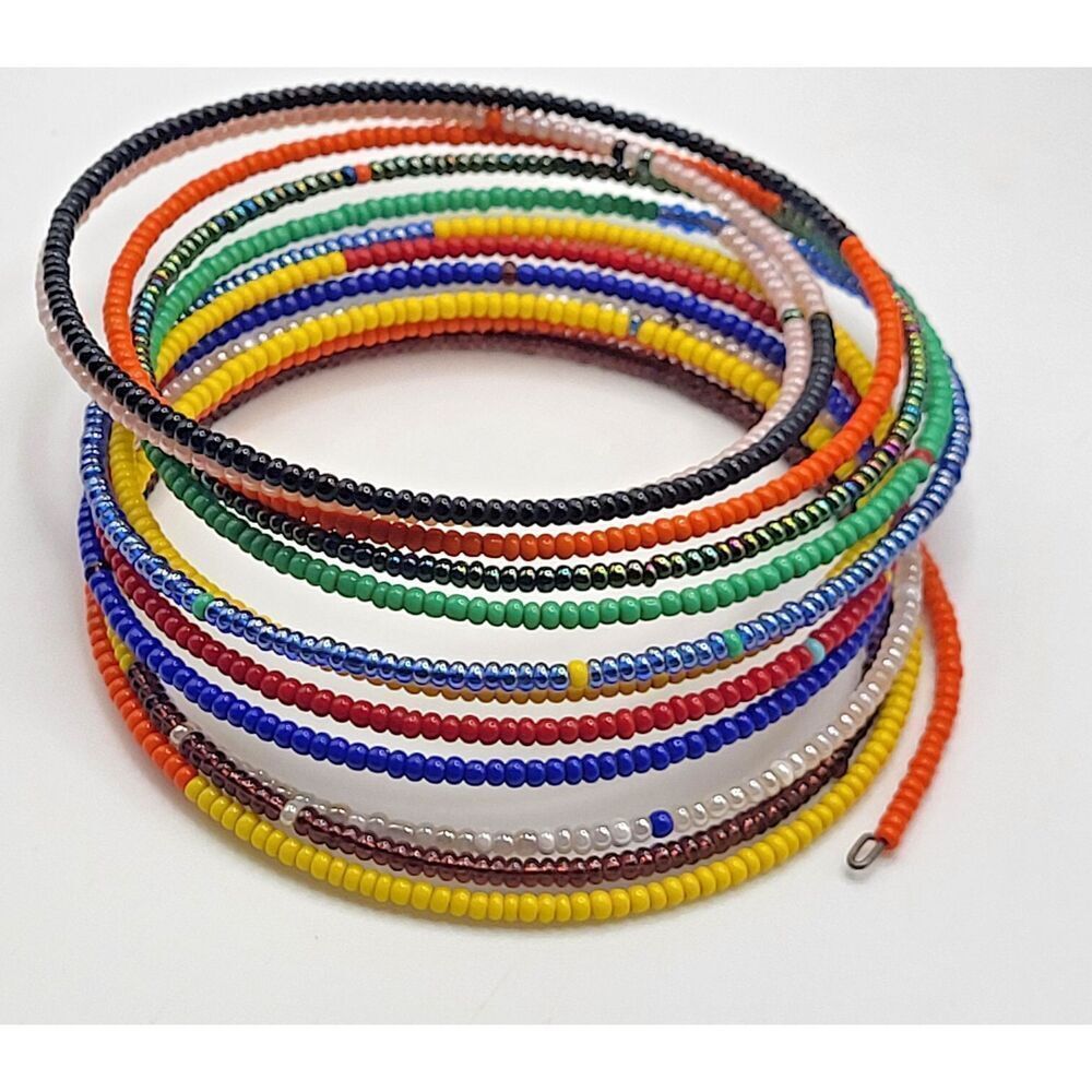 Masai Seed Bead Rainbow Wrap Bracelet 2.25in